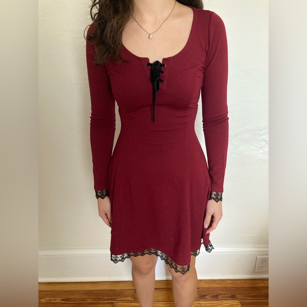 Hot Topic Red Dress with lace detail. Size is XS